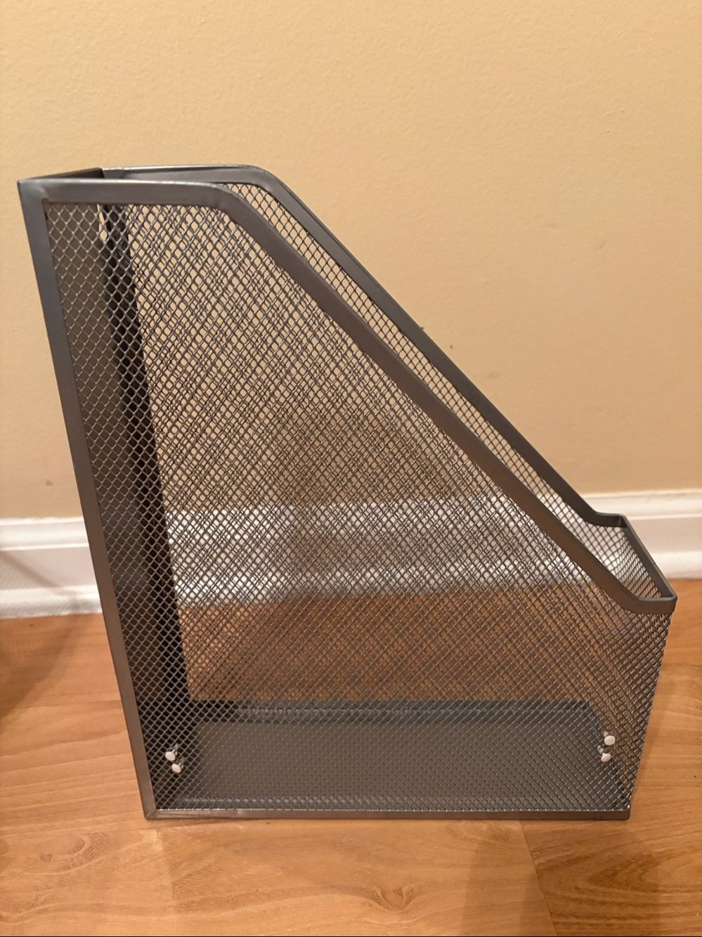 Silver Mesh Desk File Folder Magazine Holder - Dorm Office desk organizer.